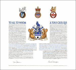 Letters patent granting heraldic emblems to TheTown of Edson