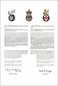 Letters patent granting heraldic emblems to Robert Hay