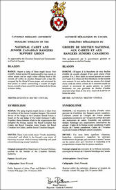 Letters patent approving the heraldic emblems of the National Cadet and Junior Canadian Rangers Support Group Letters patent approving the heraldic emblems of the National Cadet and Junior Canadian Rangers Support Group