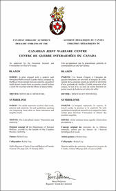 Letters patent approving the heraldic emblems of the Canadian Joint Warfare Centre Letters patent approving the heraldic emblems of the Canadian Joint Warfare Centre