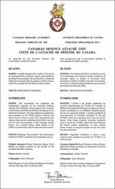 Letters patent approving the heraldic emblems of the Canadian Defence Attaché Unit Letters patent approving the heraldic emblems of the Canadian Defence Attaché Unit