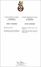 Lettres patentes confirmant les emblèmes héraldiques du NCSM Windsor