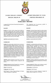 Letters patent approving the heraldic emblems of HMCS Margaret Brooke Letters patent approving the heraldic emblems of HMCS Margaret Brooke