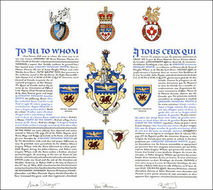 Letters patent granting heraldic emblems to Gregory Douglas Whyte