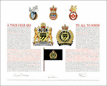 Letters patent granting heraldic emblems to VIA Rail Canada Inc.