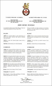 Letters patent registering the heraldic emblems of John Henry Penfold