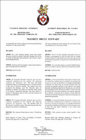 Lettres patentes enregistrant les emblèmes héraldiques de Maurice Bruce Stewart