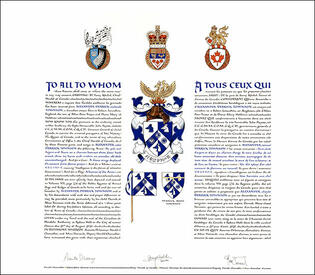 Letters patent granting heraldic emblems to Alexander Derrick Townson