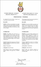 Lettres patentes approuvant les emblèmes héraldiques du Pompier de l’Aviation royale canadienne