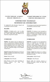 Lettres patentes approuvant les emblèmes héraldiques du Technicien de construction de l’Aviation royale canadienne