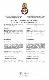 Lettres patentes approuvant les emblèmes héraldiques du Technicien en distribution électrique de l’Aviation royale canadienne