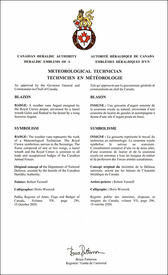 Letters patent approving the heraldic emblems of the Meteorological Technician of the Royal Canadian Air Force Letters patent approving the heraldic emblems of the Meteorological Technician of the Royal Canadian Air Force