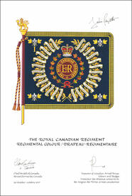 Lettres patentes approuvant les emblèmes héraldiques de The Royal Canadian Regiment