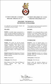 Lettres patentes approuvant les emblèmes héraldiques du Technicien d'imagerie