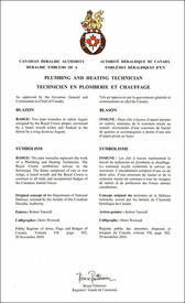 Lettres patentes approuvant les emblèmes héraldiques du Technicien en plomberie et chauffage de l’Aviation royale canadienne