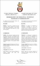 Lettres patentes approuvant les emblèmes héraldiquesdu Technicien en réfrigération de l’Aviation royale canadienne Lettres patentes approuvant les emblèmes héraldiquesdu Technicien en réfrigération de l’Aviation royale canadienne
