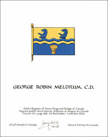 Lettres patentes concédant des emblèmes héraldiques à George Robin Meldrum
