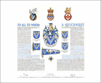 Letters patent granting heraldic emblems to Oscar Silva Vicente