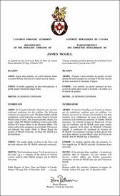 Letters patent registering the heraldic emblems of James McGill Letters patent registering the heraldic emblems of James McGill