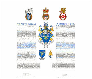 Letters patent granting heraldic emblems to Peter Scot Betcher