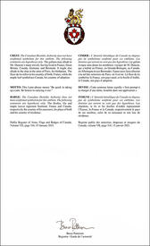 Lettres patentes enregistrant les emblèmes héraldiques de James Stuart Duncan Lettres patentes enregistrant les emblèmes héraldiques de James Stuart Duncan