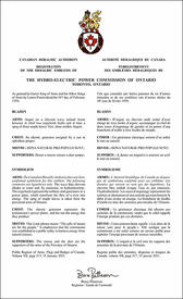 Lettres patentes enregistrant les emblèmes héraldiques de The Hydro-Electric Power Commission of Ontario