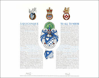 Letters patent granting heraldic emblems to John Edward Gross