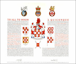 Letters patent granting heraldic emblems to Gordie Dennis Wiebe