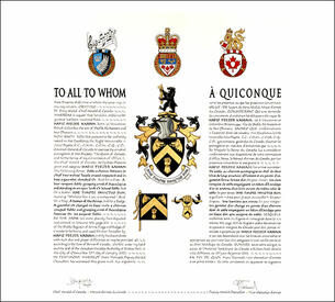 Letters patent granting heraldic emblems to Hafiz Feezer Kassam Letters patent granting heraldic emblems to Hafiz Feezer Kassam