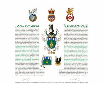 Lettres patentes concédant des emblèmes héraldiques à Brian James Jerome Cole