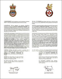 Lettres patentes concédant des emblèmes héraldiques à l'Institut maritime du Québec