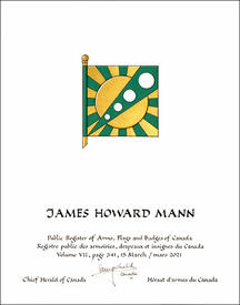 Lettres patentes concédant des emblèmes héraldiques à James Howard Mann Lettres patentes concédant des emblèmes héraldiques à James Howard Mann