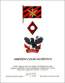 Letters patent granting heraldic emblems to Andrew Colin Murdoch