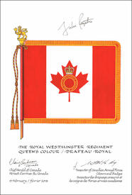 Lettres patentes approuvant les emblèmes héraldiques de The Royal Westminster Regiment