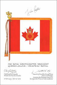 Lettres patentes approuvant les emblèmes héraldiques de The Royal Westminster Regiment