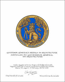 Lettres patentes concédant des emblèmes héraldiques à l’Institut royal d’architecture du Canada