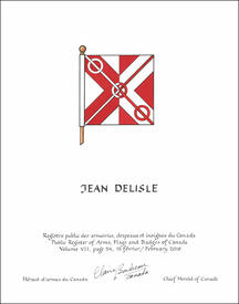 Letters patent granting heraldic emblems to Jean Delisle Letters patent granting heraldic emblems to Jean Delisle