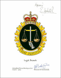 Letters patent confirming the heraldic emblems of the Legal Branch