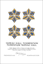Lettres patentes concédant des emblèmes héraldiques à la Fondation Rideau Hall