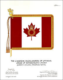 Letters Patent approving the Heraldic Emblems of The Cameron Highlanders of Ottawa (Duke of Edinburgh's Own)