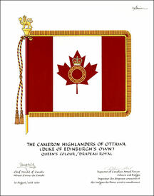 Letters patent approving the heraldic emblems of The Cameron Highlanders of Ottawa (Duke of Edinburgh's Own)