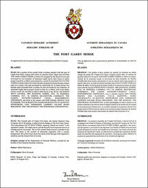 Letters patent approving the heraldic emblems of The Fort Garry Horse