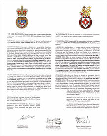 Lettres patentes concédant des emblèmes héraldiques à Donald Maurice Joseph Roy