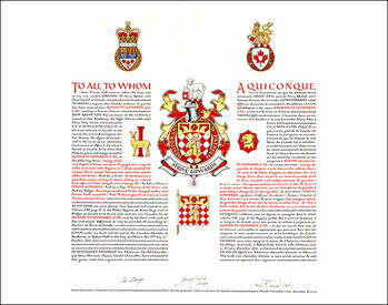 Letters patent granting heraldic emblems to Di Leonardi Agnese