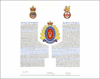 Letters patent granting heraldic emblems to The Royal United Services Institute of Medicine Hat