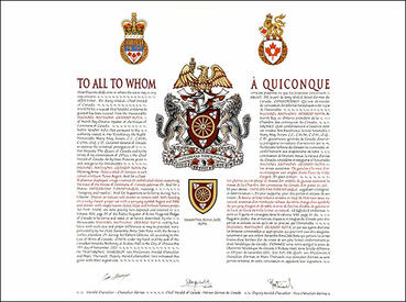 Letters patent granting heraldic emblems to Anthony Michael Gerard Rota