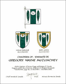 Letters patent granting heraldic emblems to Gregory Wayne McClinchey