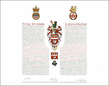 Letters patent granting heraldic emblems to Thomas Andrew Ruggle