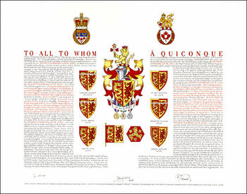 Letters patent granting heraldic emblems to Brandt Channing Louie