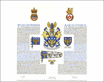 Letters patent granting heraldic emblems to Brian Boyd Brazeau